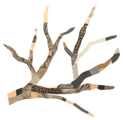 PNG Wood branch retro paper collage illustration abstract nature.