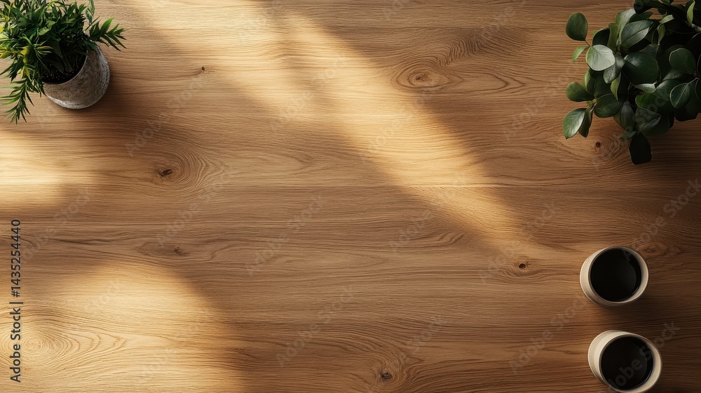 Poster table top background. wooden table mock up background minimalistic copy space countertop top view