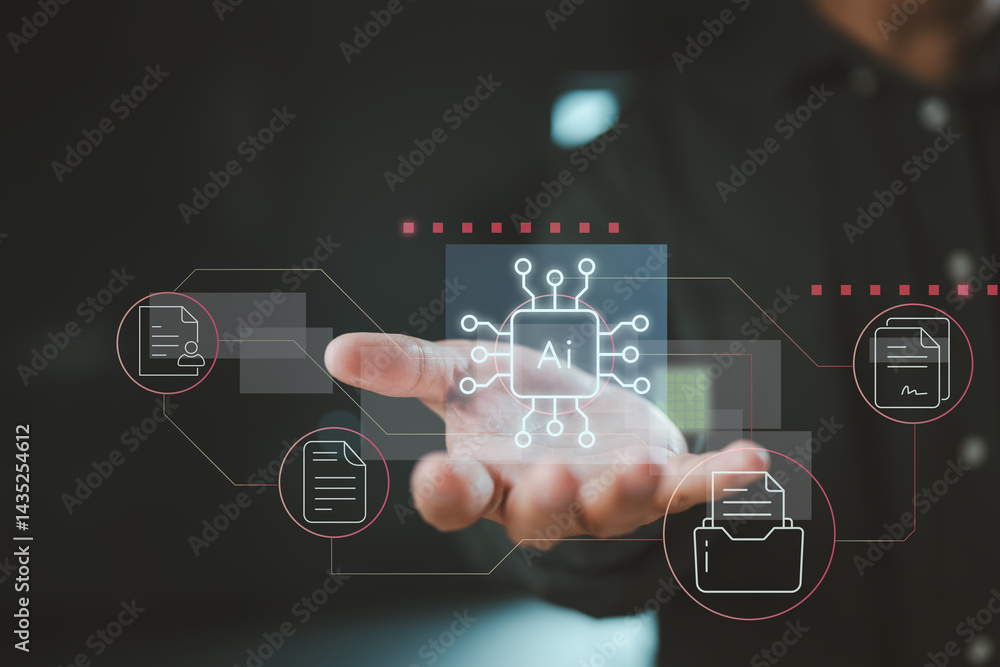 Leinwandbilder Advanced document handling using intelligent algorithms and AI networks.