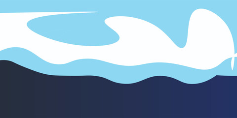 Sea waves layered vector background illustration and sea beach vector illustration.