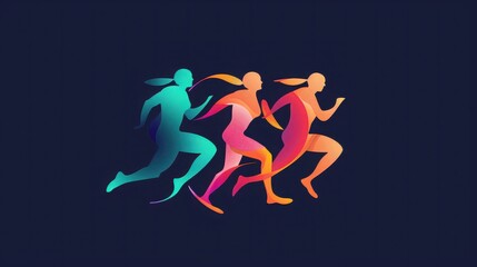 Fitness logo with abstract figures and vibrant, energetic colors.