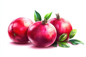 Obraz premium Fresh Pomegranates with Leaves