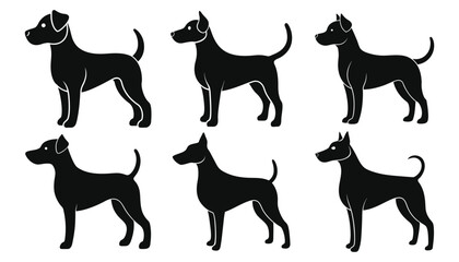 Cute Dog Puppy Silhouette on White Background