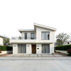 A newly built semi-detached house in a quiet neighborhood.