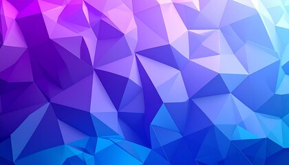 Obraz premium A geometric low-poly background with sharp triangular facets, transitioning in cool blue and purple gradients.