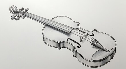 Obraz premium Violin Sketch on White Background Graphic Illustration