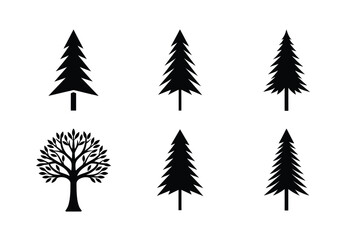 Flat Design Forest Tree Elements