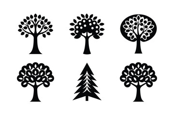 Vector Set of Forest Tree Shapes
