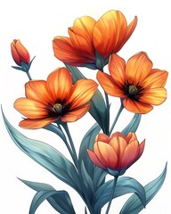 Fototapeta premium Marigold flower sketch style high resolution picture