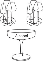 Creative line art alcohol mugs vector illustration.