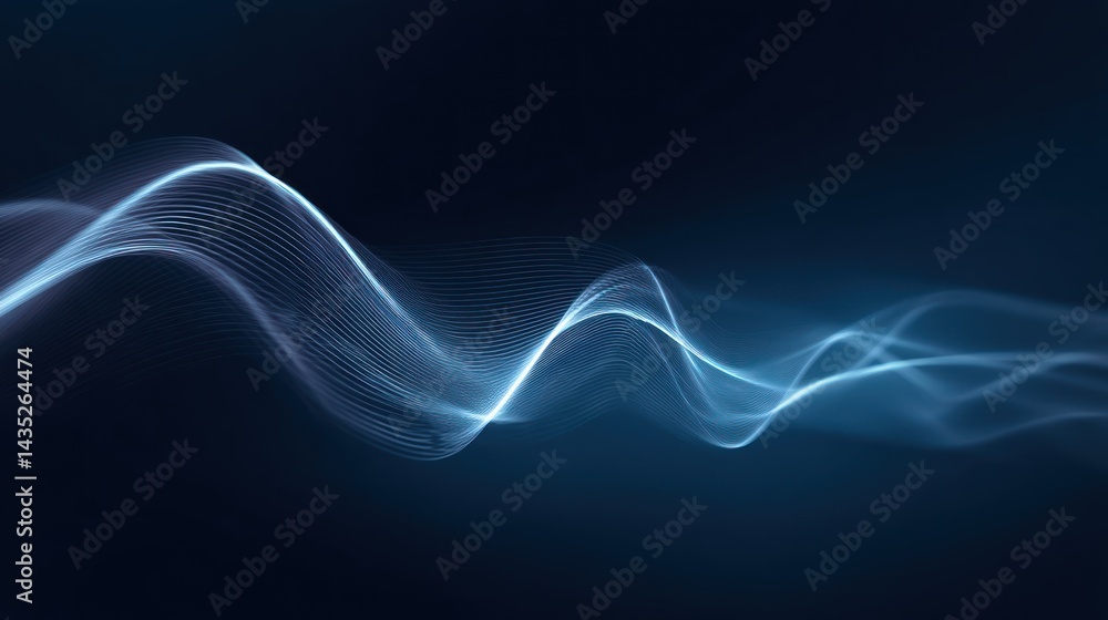 Poster abstract blue wave patterns create a sense of depth and fluidity in this digital design.