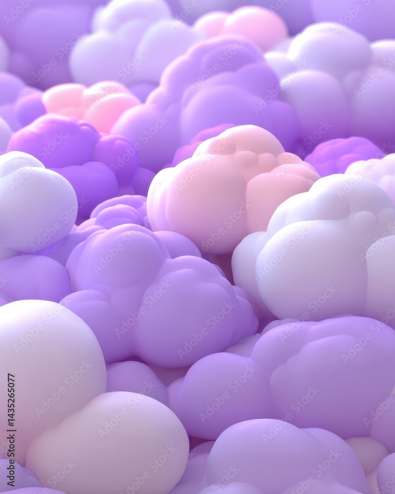 Aufkleber pastel dreamy cloudscape of soft fluffy forms in shades of lavender and blush creating a serene and 