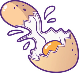 Cracked Egg Splash Vector Illustration &ndash; High-Quality Viral Culinary Artwork for Adobe Stock, Perfect for Innovative Food, Cooking, and Recipe Designs in Modern Kitchen Projects