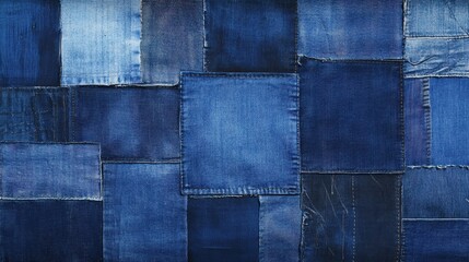 blue denim patchwork fabric texture