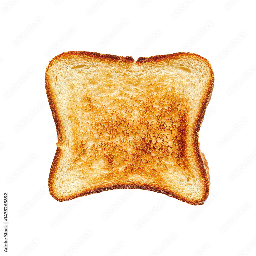 Poster unique square toast isolated on transparent background emphasizing texture and color contrast, singl