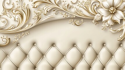 Gold Floral Ornament on Upholstery.