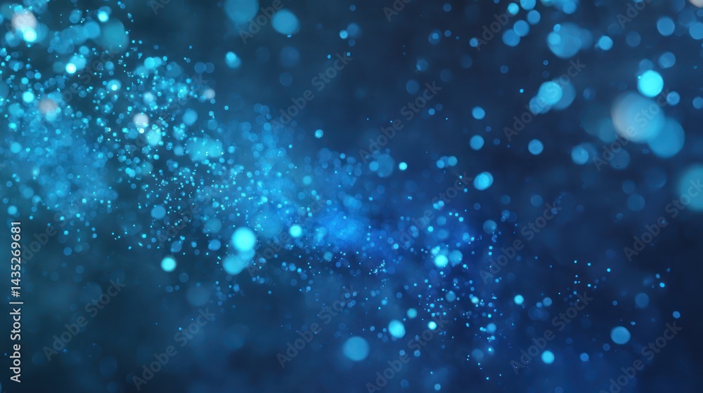 Poster stunning blue abstract background featuring glowing particles creating a dreamy and ethereal atmosph
