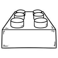 toy brick 2x3 illustration hand drawn outline vector