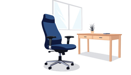 Fototapeta premium Office chair and desk in a bright workspace with a plant 
