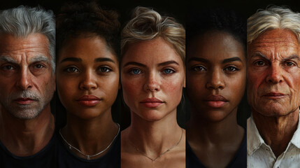 portraits of diverse individuals expressing wide range of emotions while engaged in various activities.