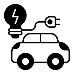 Electric Transportation Black Icon Vector Illustration