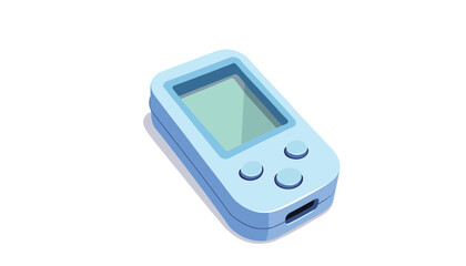 Retro blue handheld gaming device on a clean white background  