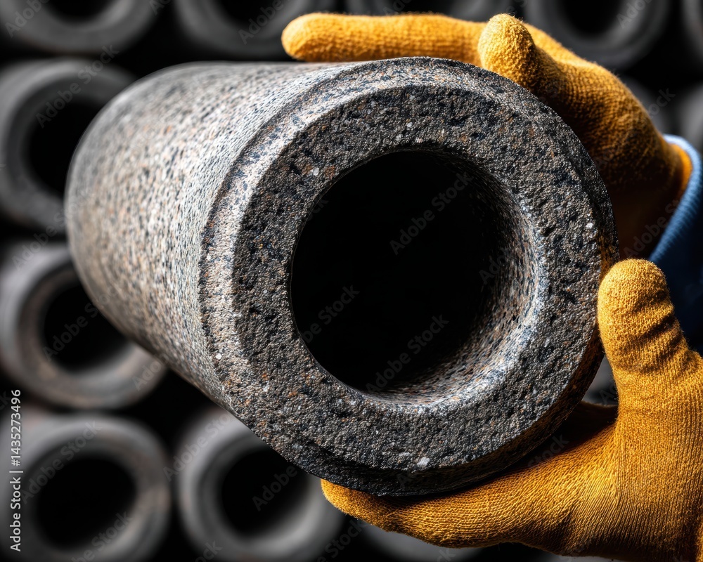 Poster close-up view of a concrete core being extracted, showing the texture - concrete drilling accurate p