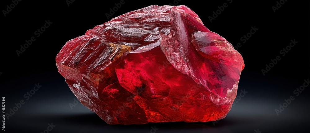 Aufkleber captivating raw red beryl crystal specimen displaying intricate textures and translucence against a 