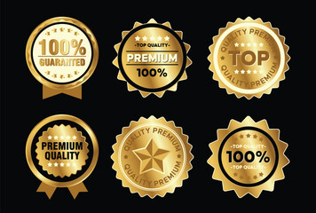 set of gold label premium product vector