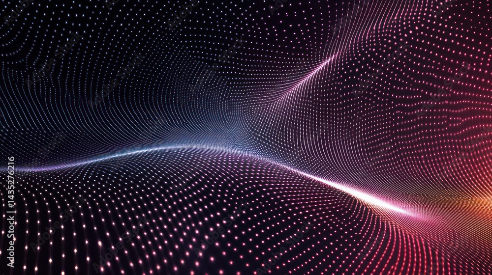 Poster abstract glowing particle wave background.