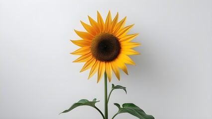 Obraz premium Sunflower Blossom on White Backdrop Elegant Floral Composition