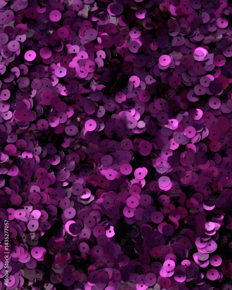 Poster vibrant violet sequins shimmering in a dense arrangement creating a mesmerizing texture and pattern 