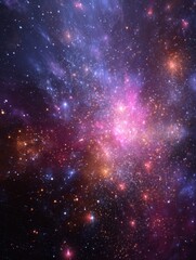 Naklejka premium Captivating cosmic nebula explosion of vibrant pinks and blues in deep space a celestial dance of light and color creating a mesmerizing and ethereal background