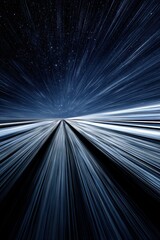 Fototapeta premium Hyperspace travel concept with a starfield and light trails creating a sense of speed and cosmic journey into the unknown, creating a futuristic and surreal atmosphere.