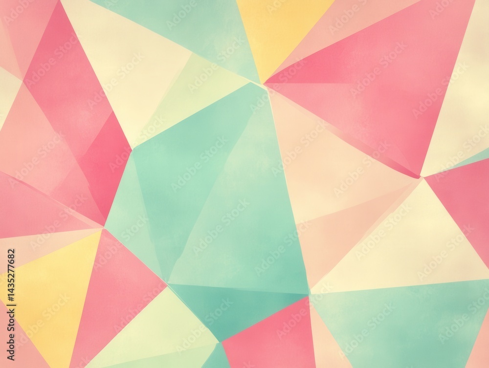 Poster geometric pastel pattern background with triangular shapes creating a modern and artistic mosaic sty