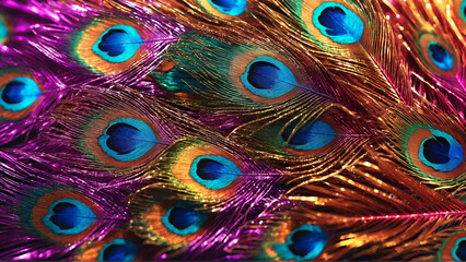 Obraz premium colorful peacock feathers, Generative AI