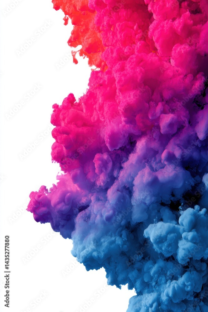 Poster vibrant explosion of colorful ink in water creating a mesmerizing abstract cloud with dynamic gradie