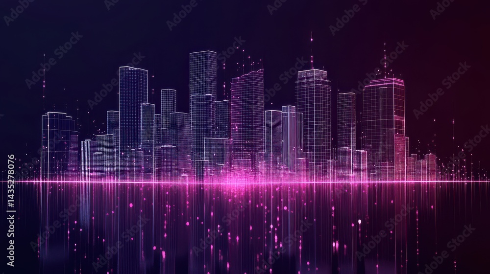 Poster perspective 3d render of building wireframe. vector wireframe city background of building.