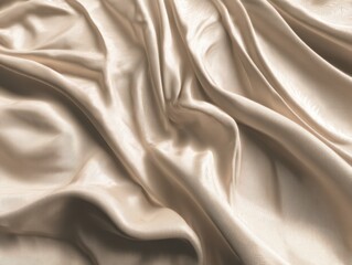 Obraz premium Elegant beige fabric draped in soft folds creating a luxurious and smooth texture with subtle light and shadow play perfect for background or design element