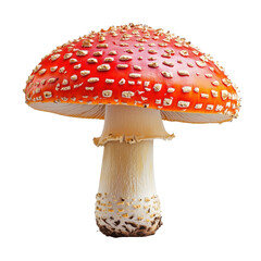 Obraz premium Stunning red fly agaric mushroom displayed against a clean Transparent background, Red mushroom Fly agaric (Amanita muscaria) isolated on PNG background
