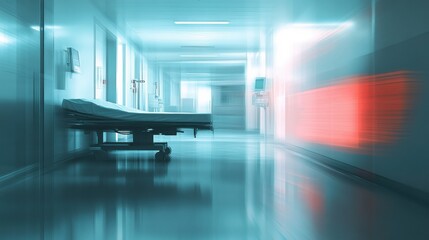 Fototapeta premium Blurred interior of hospital - abstract medical background.