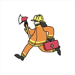 Firefighters running illustration