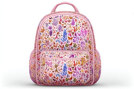 Colorful Floral Backpack for Children Emphasizing Mental Health and Creativity during the Week of Childhood Awareness - Powered by Adobe