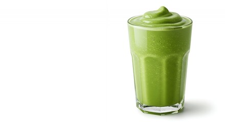 Vibrant Green Matcha Frappuccino Blended Drink Isolated on White Background Ideal for Ads and Promotion Showcasing Refreshment and Organic Freshness