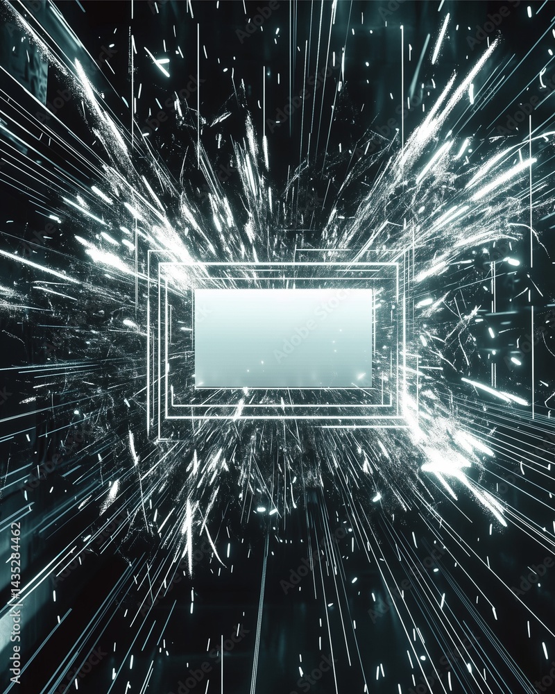 Poster technological core: a mesmerizing digital representation of a central processing unit, with a futuri