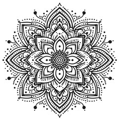 Rangoli design concept of line drawing isolated on white background