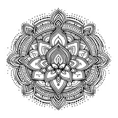 Rangoli design concept of line drawing isolated on white background
