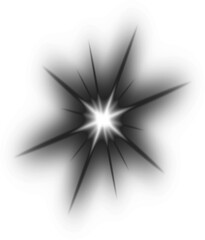 Black and white Bright Glowing Light Burst Star Rays on transparent Background Abstract Energy Flash Shining Explosion Magical Radiance Luminescent Star Digital Art Illustration