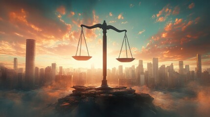 Justice scales in a world of imbalance highlighting social inequality and injustice in a conceptual illustration