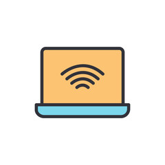 Wireless laptop colored icons, minimalist vector illustration ,simple transparent graphic element .Isolated on white background